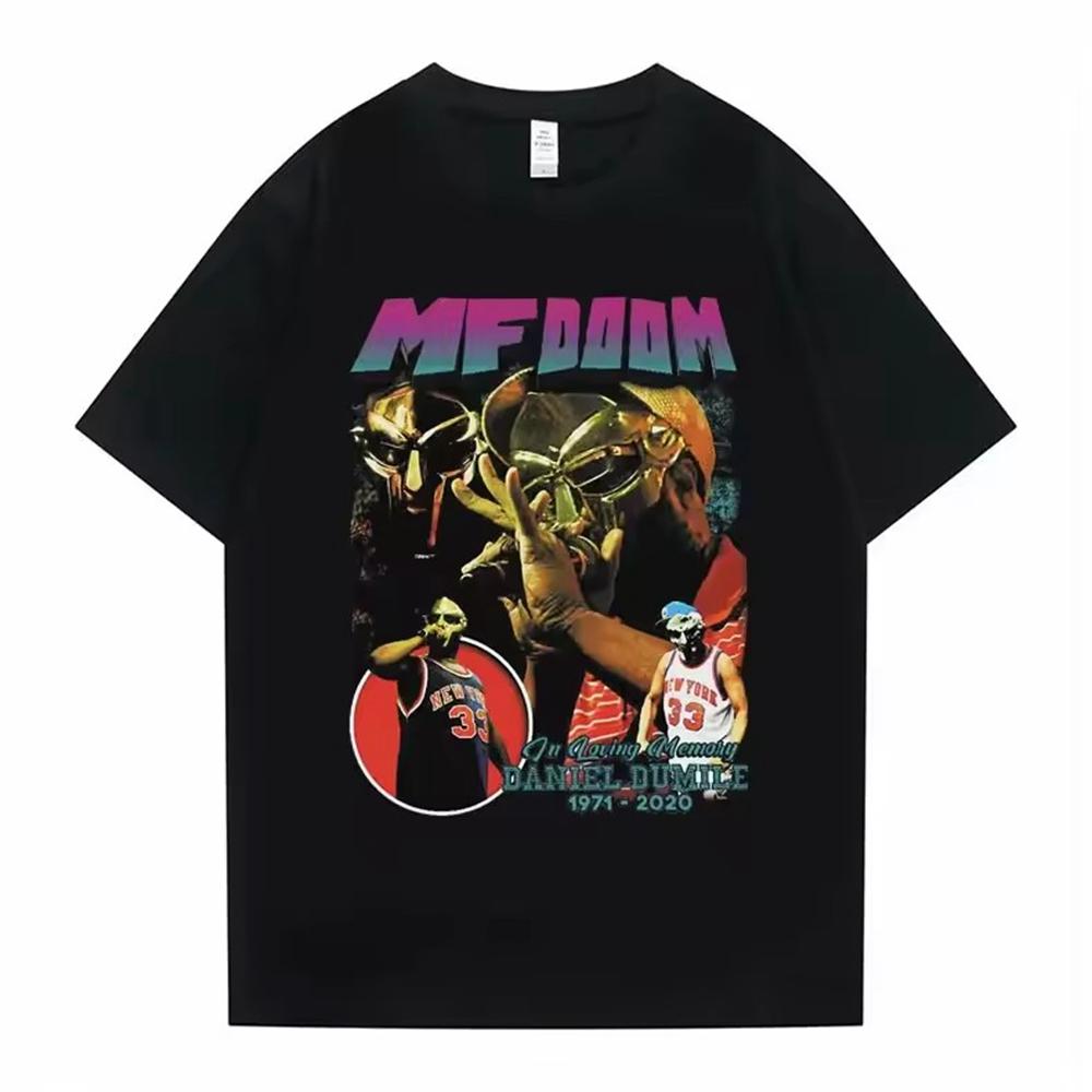Damen T-Shirts Herren Kleidung Homme Bedrucktes T-Shirt Neu im Top Sänger Mf Doom Madlib Madvillain Zweiseitiges Grafik-T-Shirt