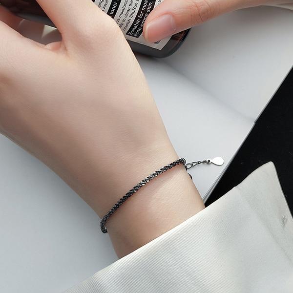 Modian Sale Starlight Kettenarmband für Damen, Mode, Sterling-Silber 925, schlichtes schwarzes Armband, edles Schmuckzubehör