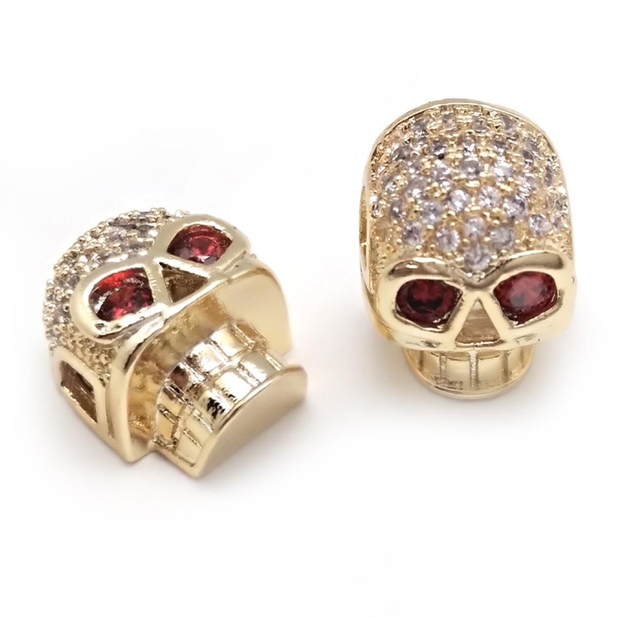 

2 шт., металлические черепа, свободные бусины, циркон, подвеска для изготовления ювелирных изделий, аксессуары для браслетов