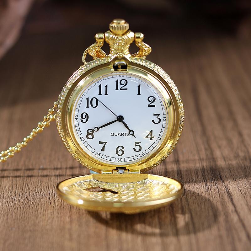 2pcs/set, Women's Hollow Out Golden Eagle Pocket Watch, Womens Necklace Pocket Watches with Box, Ideal Choice for Gifts To Women.