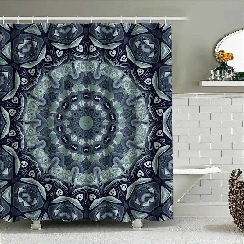 Mandala Shower Curtain Blue Green Grey Decorative Waterproof Fabric Bathroom Shower Panels Home Textiles Printing Shower Curtain