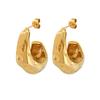 Elegant French Niche Brass C-Shaped Cheese Earrings - Non-fading, High Quality, Light Luxury