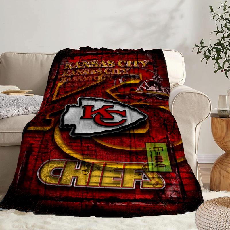 Kansas Chiefs Logo Portable Blanket/Soft Blanket Bedding Blanket Suitable for Travel Camping Living Rooms Offices Sofas Fan Gifts