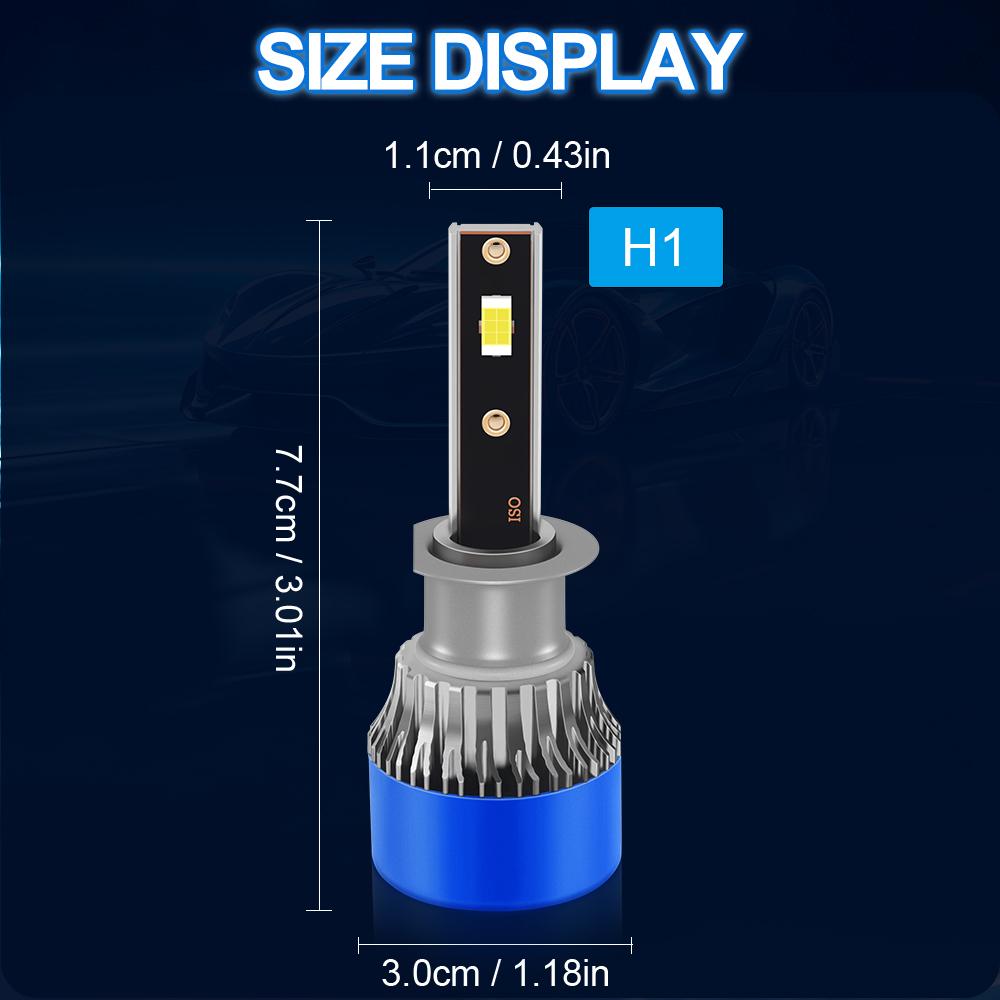 

roadsun 2pcs Ultra Bright Headlights H1 High&Low Beam 28000LM 6500K White Lamps 180W CSP Chips 200M Lighting Range H1