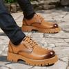Mens Business Big Head Leather Shoes Men British Dress Breathable Casual Platform Groom Platform Leather Shoes Zapatillas Hombre