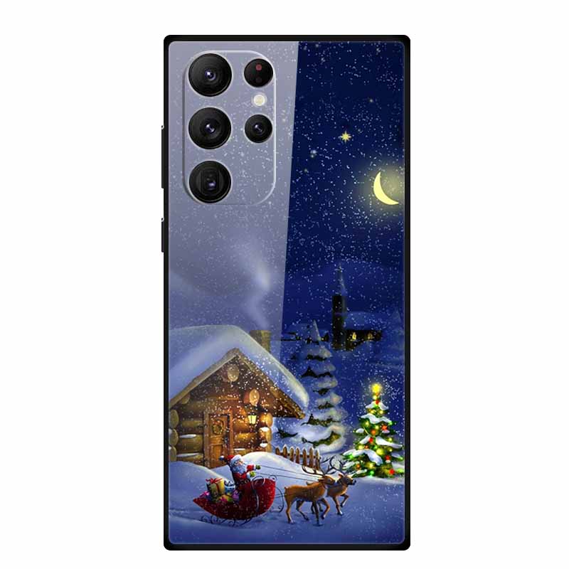 

For Samsung S23 Ultra Glass Case Christmas Tempered Cover Hard Cases for Samsung Galaxy S23 Plus Funda Gift Cat SamsungS23 Capa -Samsung S23 5G