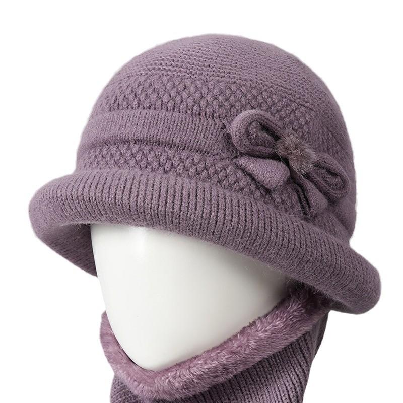 Ji Grandma Hat Warm Rabbit Fur Hat Female Old Lady Mother Hat Fleece Basin Hat