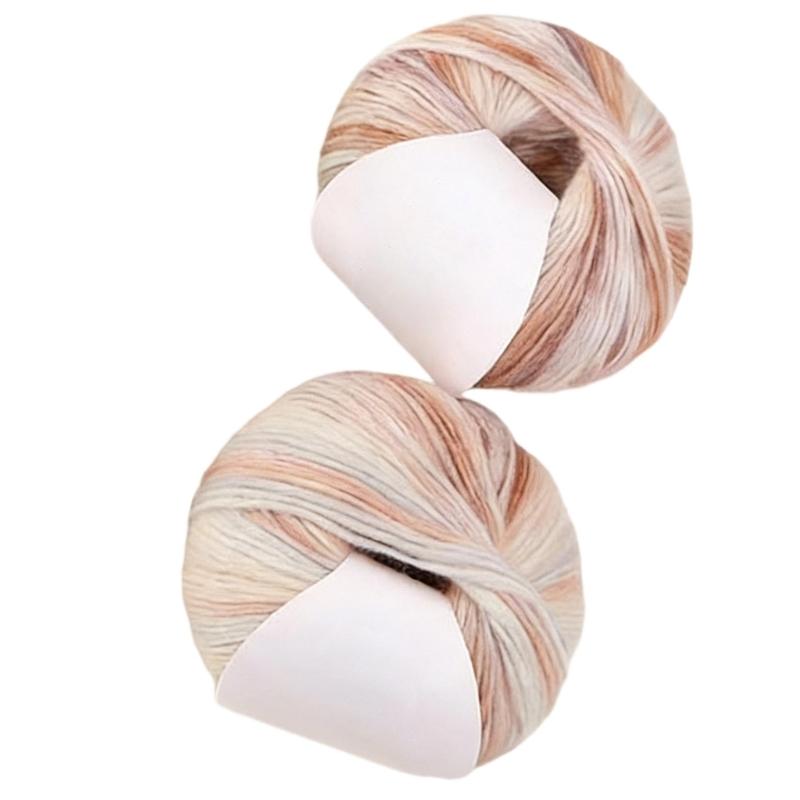 2Pcs Gradient Color Cotton Yarn 250.43Yard Each Knitting Yarn Thread for Sweater Scarves Bag Knitting Crochet Project
