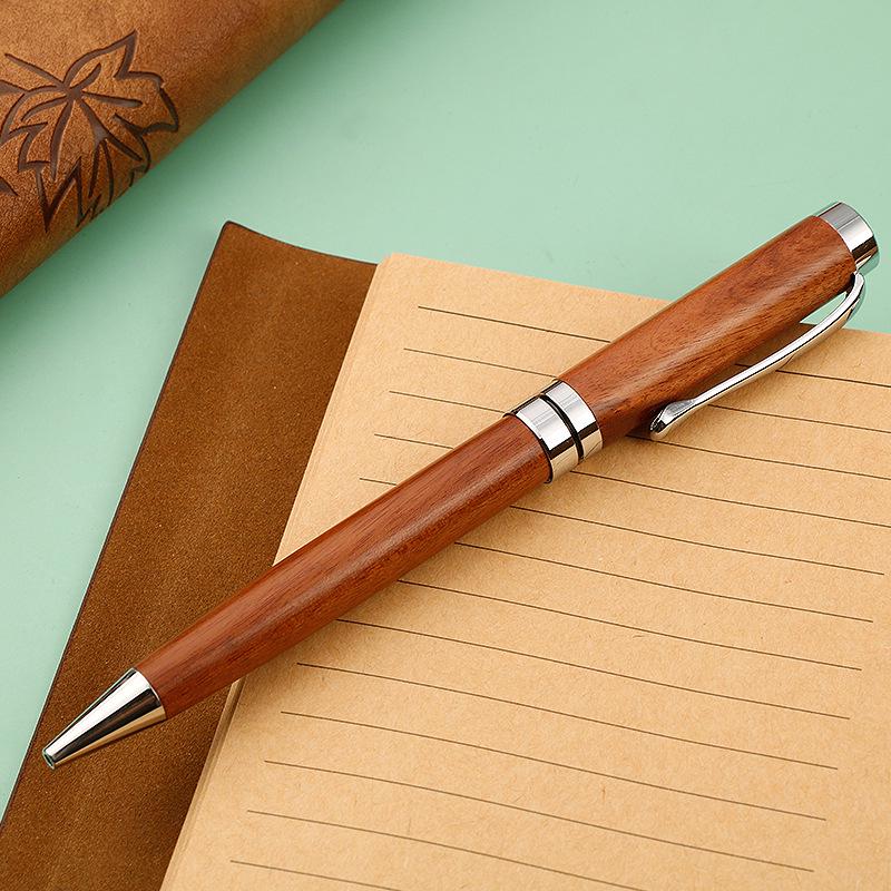 Retro Brass & Wood Twist Ballpoint Pen - Medium Oil for Signature & Business Gifts