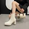 Fashion after zipper square head thick heel short boots children Internet celebrity versatile Martin boots women's popular season