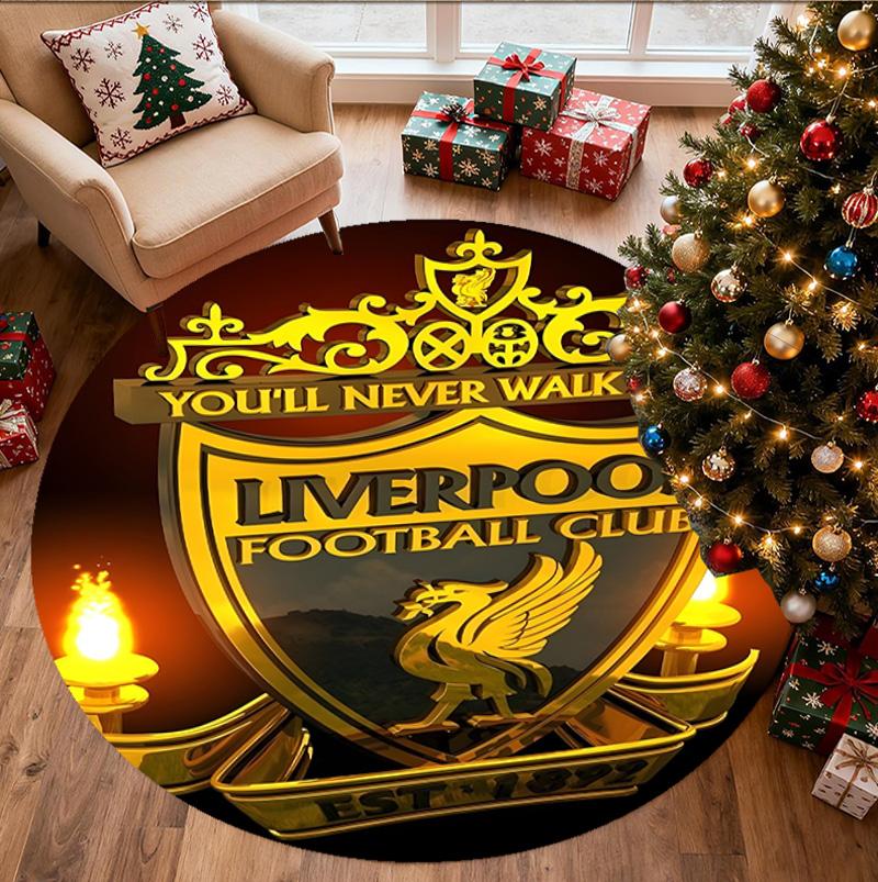 Liverpool F.C Pattern Round Rug, Indoor/Outdoor Mat, for Picnic, Gameroom, Bedroom, Office, Living Room, Home Decor Carpet, Birthday Gift