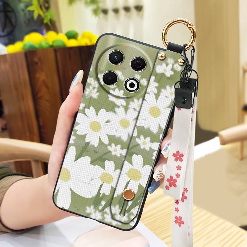 Phone Holder Fashion Design Phone Case For Tecno Spark30 Pro 4G/KL7 Wristband Soft Case Oil Painting Durable Back Cover