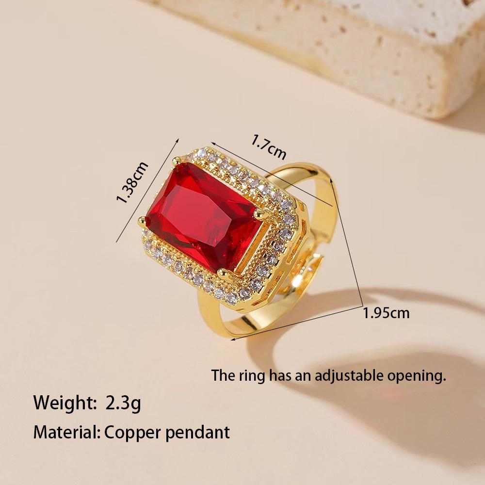 Micro-Inlaid Zircon Fashion Open Ring - Adjustable Luxury Index Finger Jewelry for Women