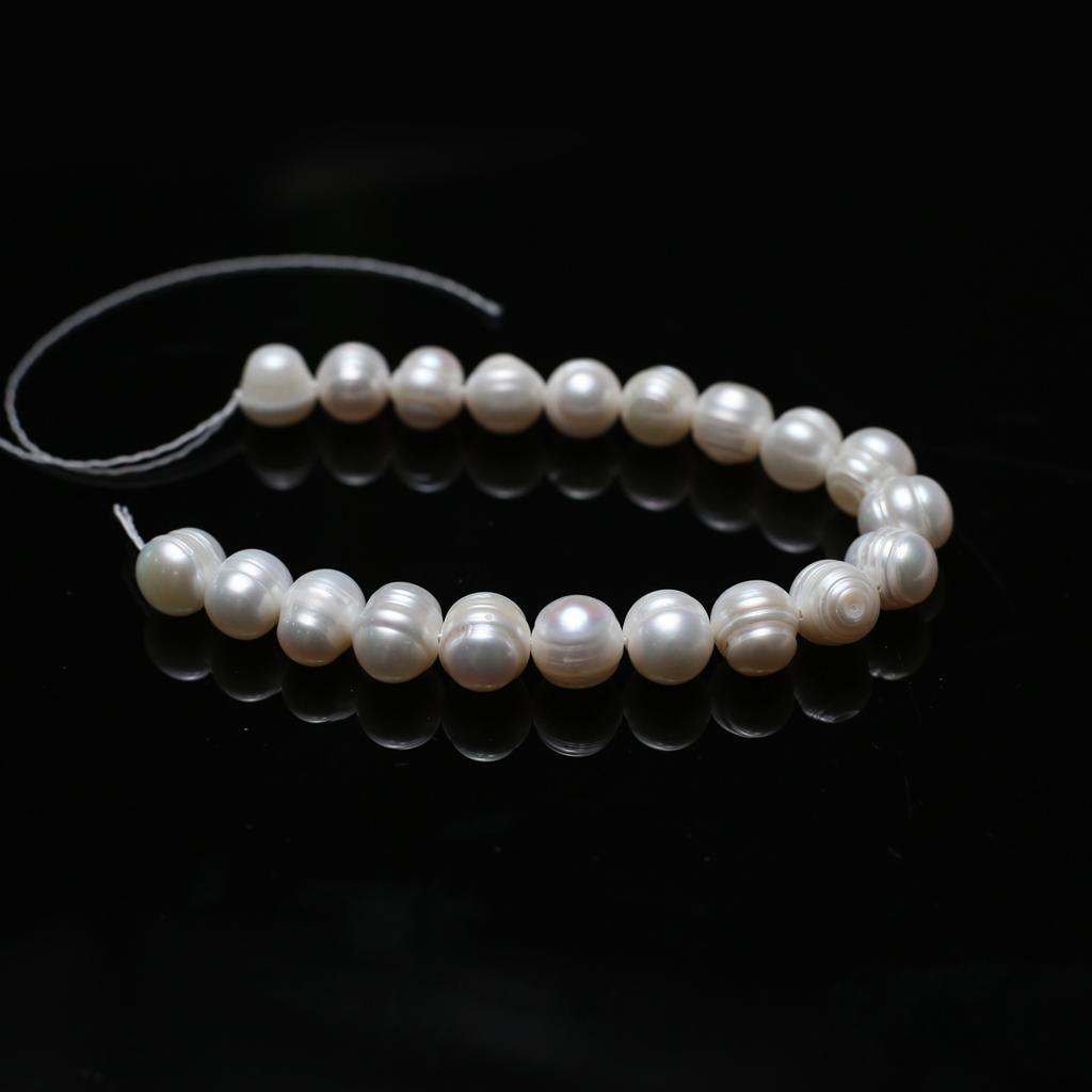 1String, Luxury Artificial Pearl White Beads, Boho Handmade Subcircular Beads for DIY Necklace Bracelet Anklet Jewellery Accessories Crafts Gifts 18cm