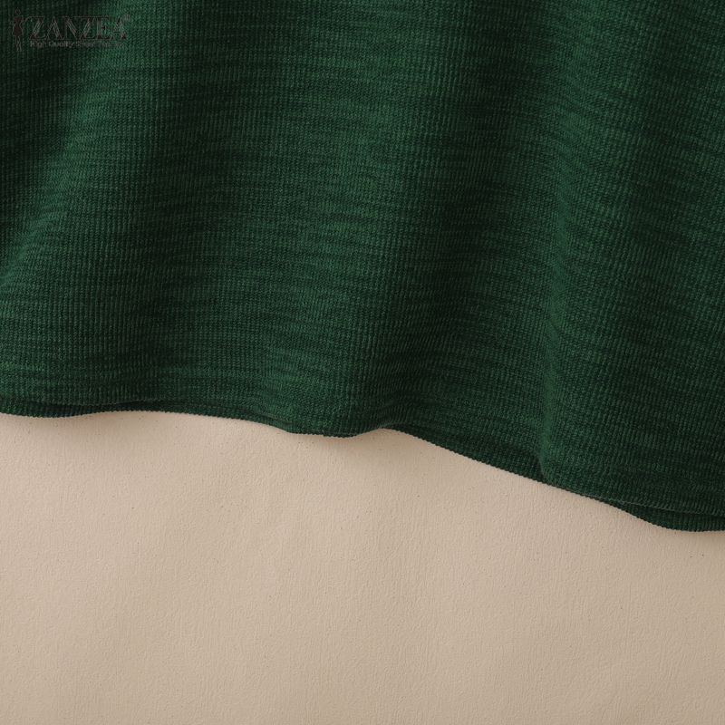 ZANZEA Women Casual V-Neck Loose Short Sleeve Knitwear T-shirt