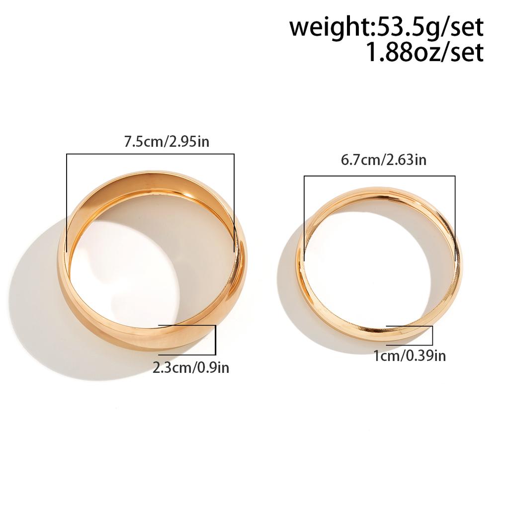 2Pcs/Set Punk Classic Gold Color Wide Bangles for Women Exaggerated Heavy Metal Big Bracelet Luxury Wedding Jewelry Accessories