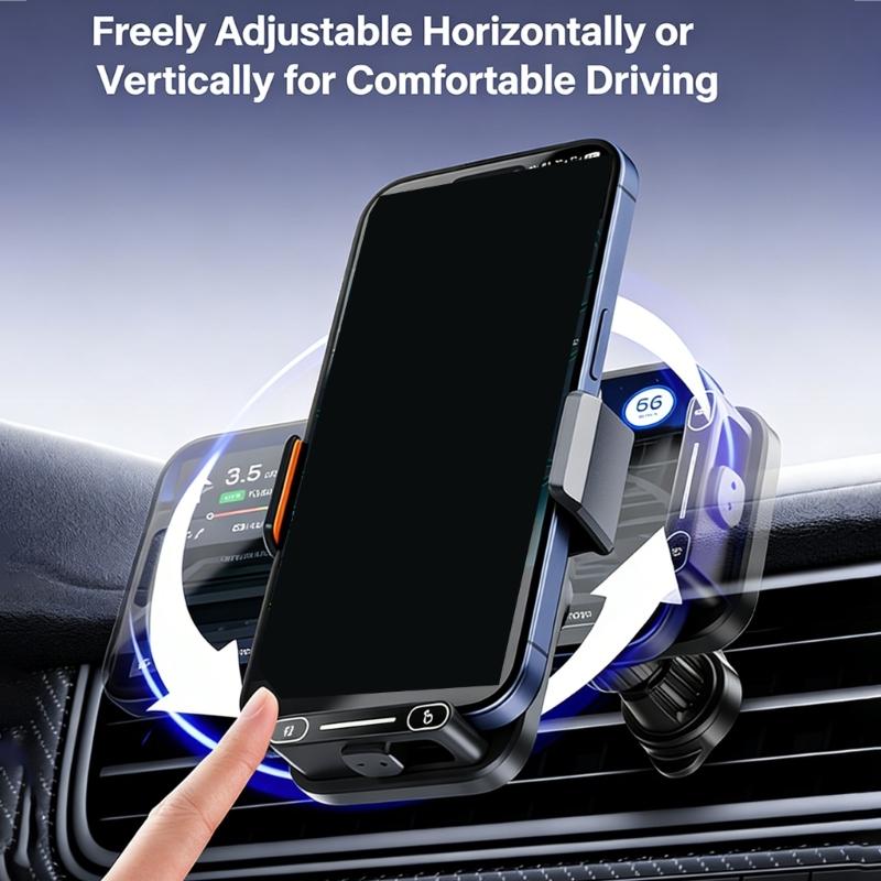 Wireless Car Chargers,15W Fast Charging Car Chargers Phone Holder Mount, Windshield Dashboards Air Vent Phone Holder