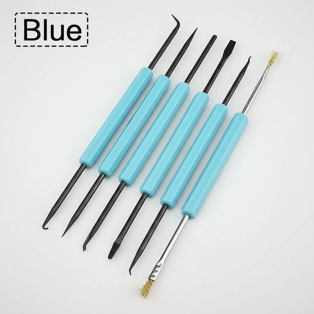 

6pcs Set De aging Aid Kit Fluxing Aid PCB Cleaning Kit Repair Tool Electronic Heating Aid Kit синій
