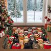 1pc Fun Christmas Cat Doormat - Entrance Carpet, Adorable Kitten Wearing Santa Hat, Holiday Home Decor, Indoor/Outdoor Mat - Perfect Christmas Gift Fo