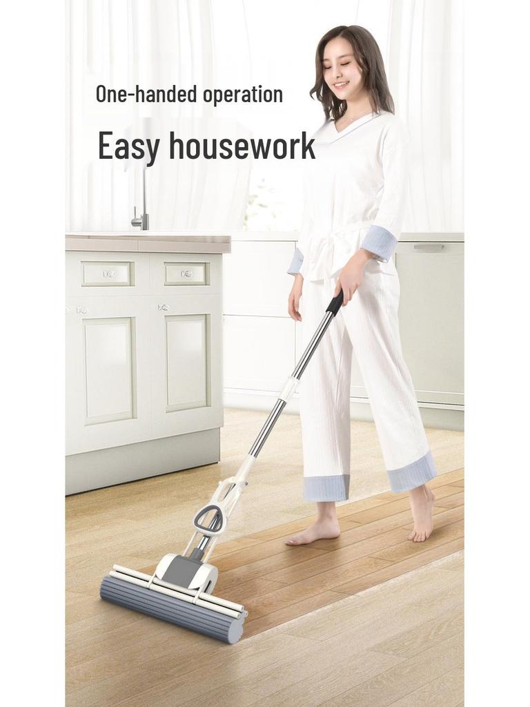 Large PVA Sponge Roller Mop - Hand-Free Squeeze, Absorbent & Lightweight