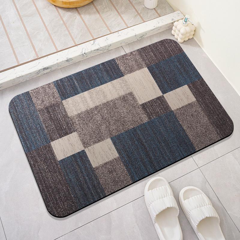 Moderní Geometrická Rohožka Color Block Neklouzavá Omyvatelná Abstraktní Čtvercová Vstupní Rohožka do Koupelny Kuchyňská Podlahová Rohožka Domácí Dekorace