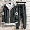Ležérní pánský sportovní oblek volný střih mikina s kapucí, svetr, kalhoty, sada jaro podzimní sezóna stylový outfit