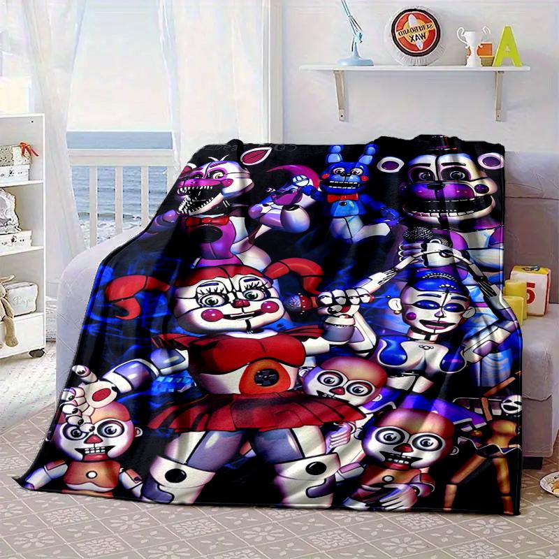 Fnaf Character Collage Blanket Flannel Blanket for bed, sofa, Camping, Hiking, Picnic Essentials, gift for family Fan gifts