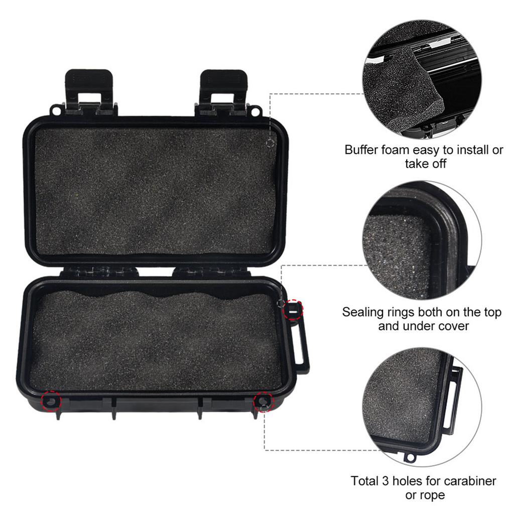 Caja Impermeable a Prueba de Golpes para Almacenamiento en Seco con 2 Hebillas en Forma de U para Pesca, Camping, Senderismo (Negro S)