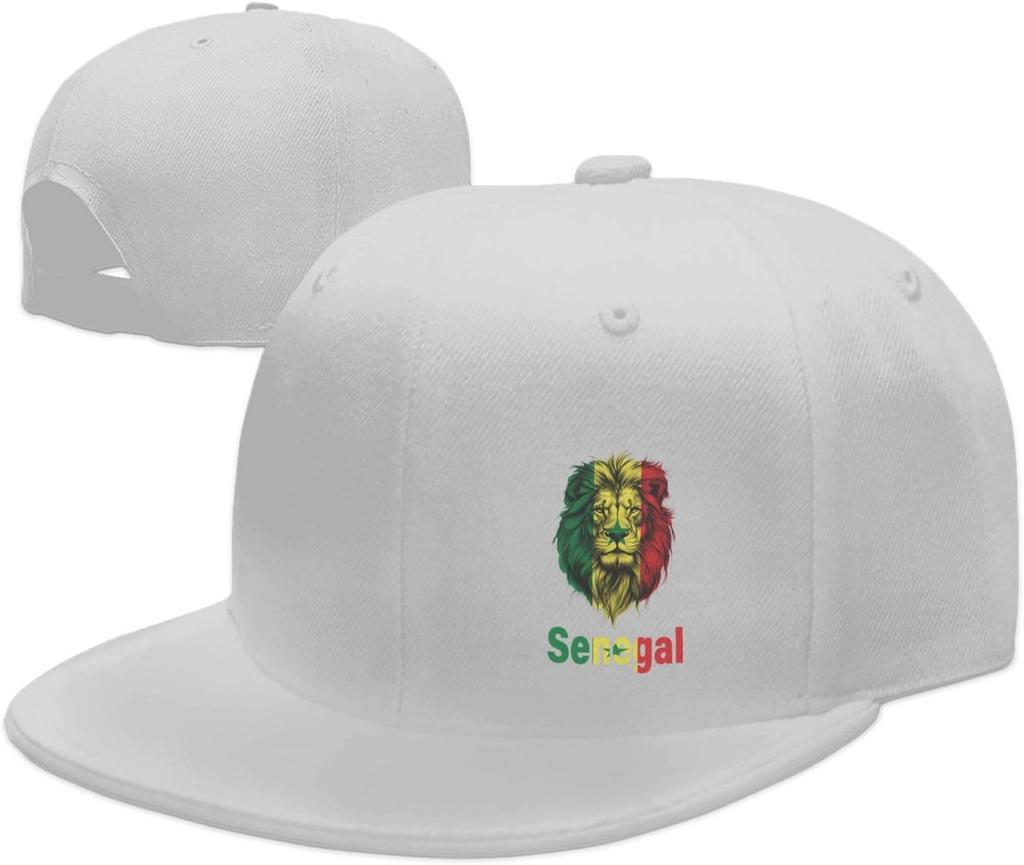 Cappellino da Baseball in Cotone con Stampa Bandiera Leone del Senegal Snapback Hip Hop Regolabile Cappello Casual Unisex