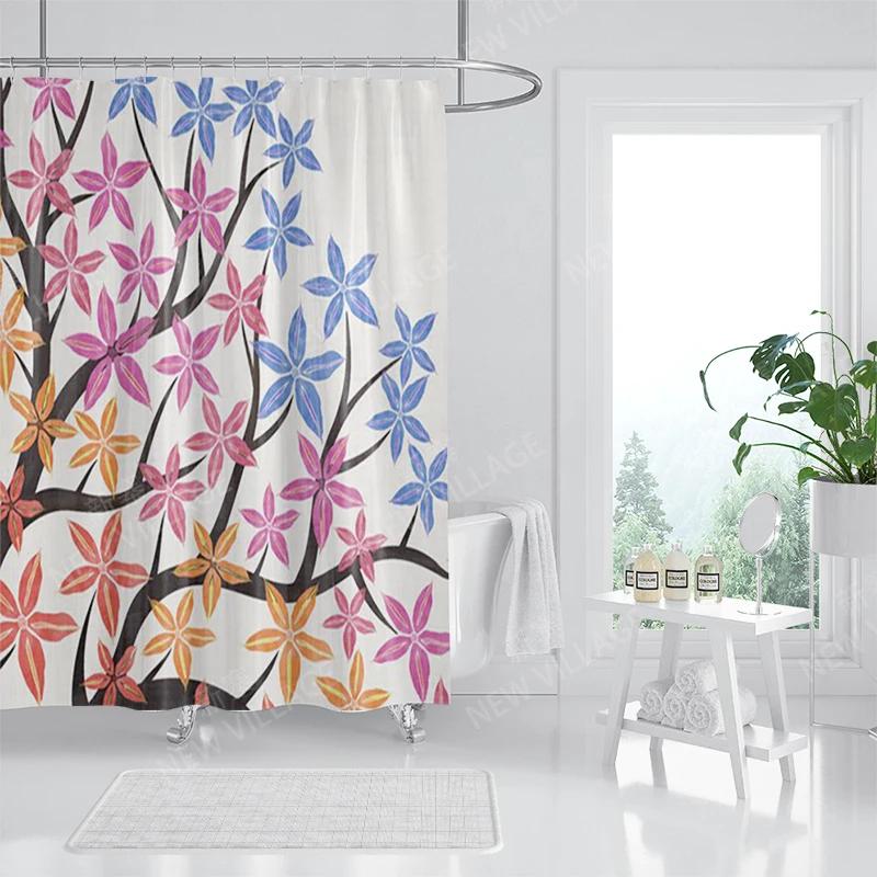 Nordic wind Abstract Art shower curtain waterproof polyester fabric bath curtain Morandi color block curtains for bathroom decor