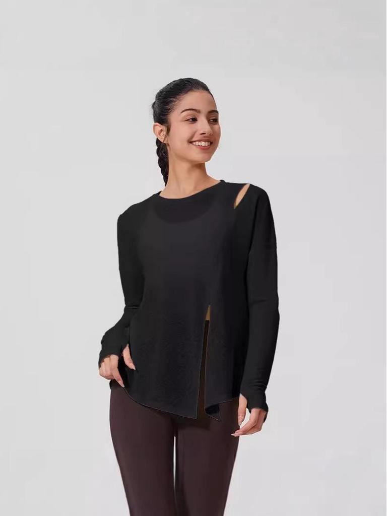 Women's Loose-Fit Breathable Sun Protection Yoga Top with Buttocks Coverage and Long Sleeves