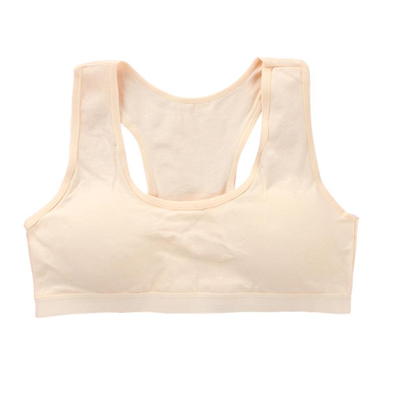 

Спортивный бюстгальтер для девочек-подростков, хлопковое нижнее белье для спортзала, тренировочный жилет, укороченный топ для детей 8–14 лет one size бежевый