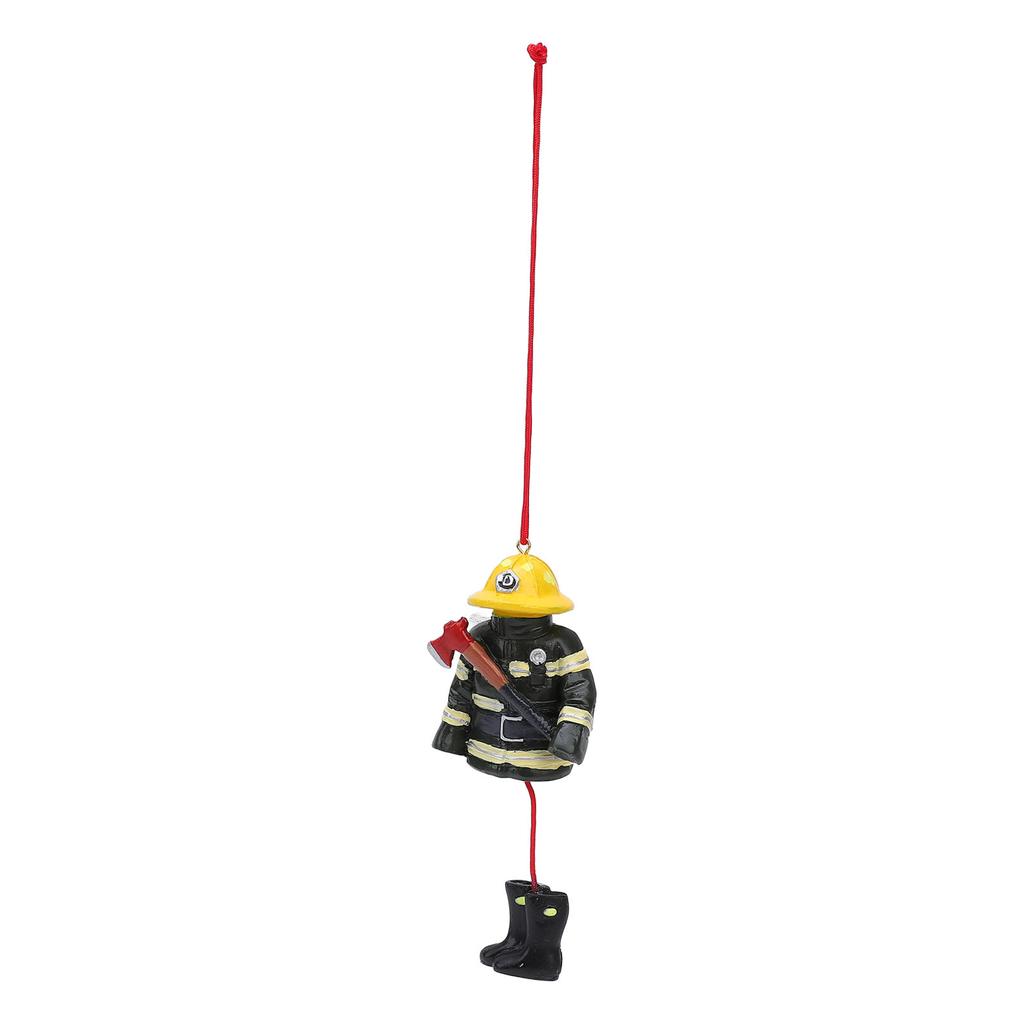 Xmas Firefighter Hanging Ornament Yellow Green Color Matching Resin Fireman Xmas Tree Car Decoration