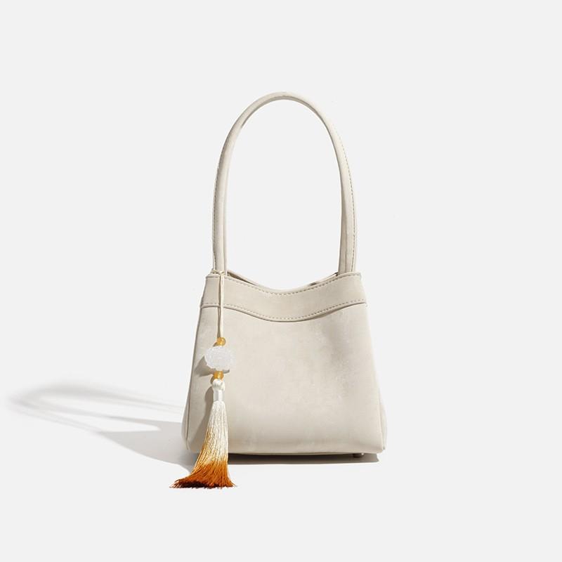 

2025 New National Style Niche Chinese Vegetable Basket Bucket Bag Portable Single Shoulder Cross-section Fashionable Tassel покинуть белый