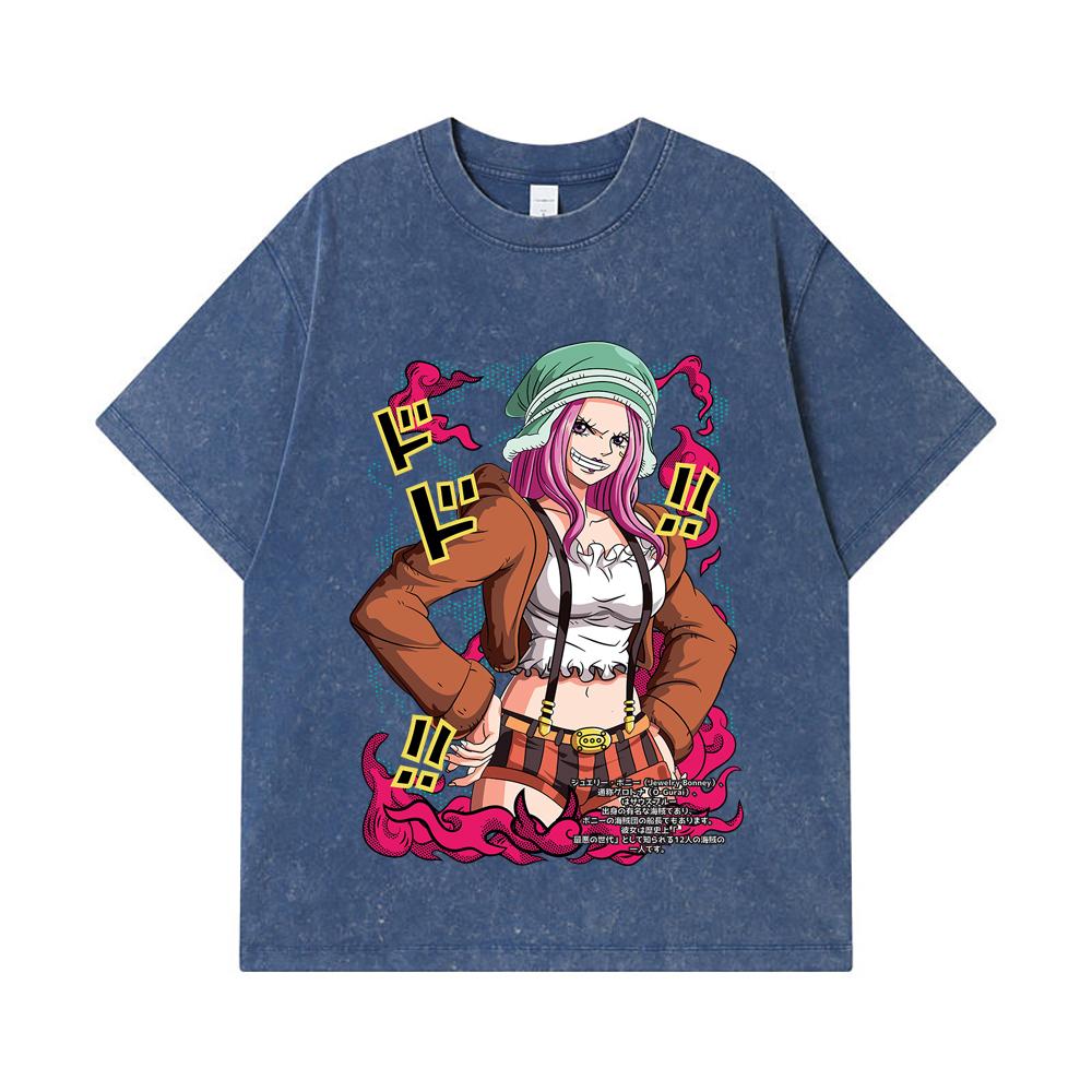 275 GSM Washed T-shirts 100% Cotton One Piece V25 Bonney Print Unisex Heavy Cotton T Shirt