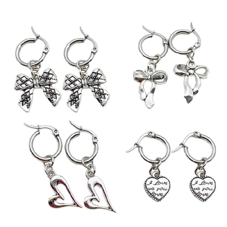 4Pairs Heart and Butterfly Earrings Stylish Drop Earrings Earwear for Women Girl 1