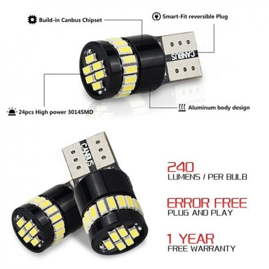 2Pcs  T10 168 2825 194 LED License Plate Light Bulb 6000K Bright White EOA