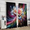 Modern Floral Crystal Cosmic Design 2-Piece Curtain Panels Set Digital Print Rod Pocket Hanging for Living Room Bedroom Home