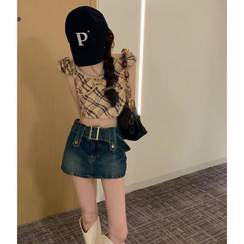 Women's High-Waisted Denim Midi Skirt: Retro, Anti-Exposure, Bodycon Style