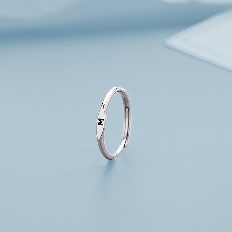 Stainless Steel Silver Color A-Z 26 Initial Letter Name Ring for Women Minimalist Thin Adjustable Finger Rings  Jewelry