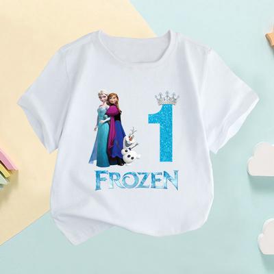 Ľadové kráľovstvo Anna Elsa Princezná Potlač s číslom Oblečenie pre dievčatá Narodeniny Detské tričko Bábätko Deti Tričko