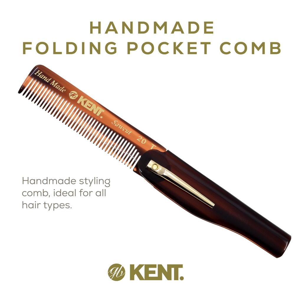 KENT Portable Folding Comb for 20T Fine Tooth with Retaining Made in England Men, Width, Pin,