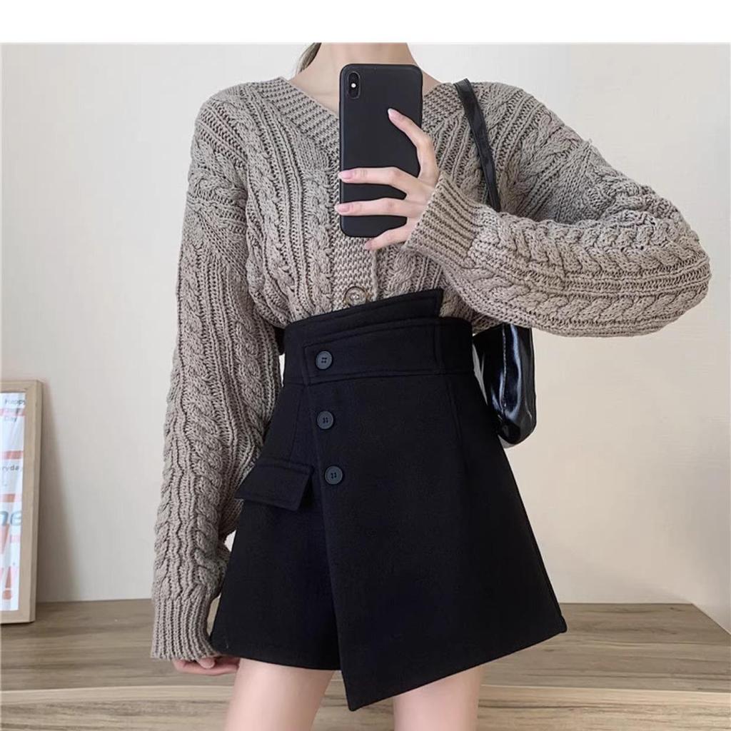 Spring 2024 Women's High-Waist Slim A-Line Skirt-Shorts: Korean Style, Irregular Design