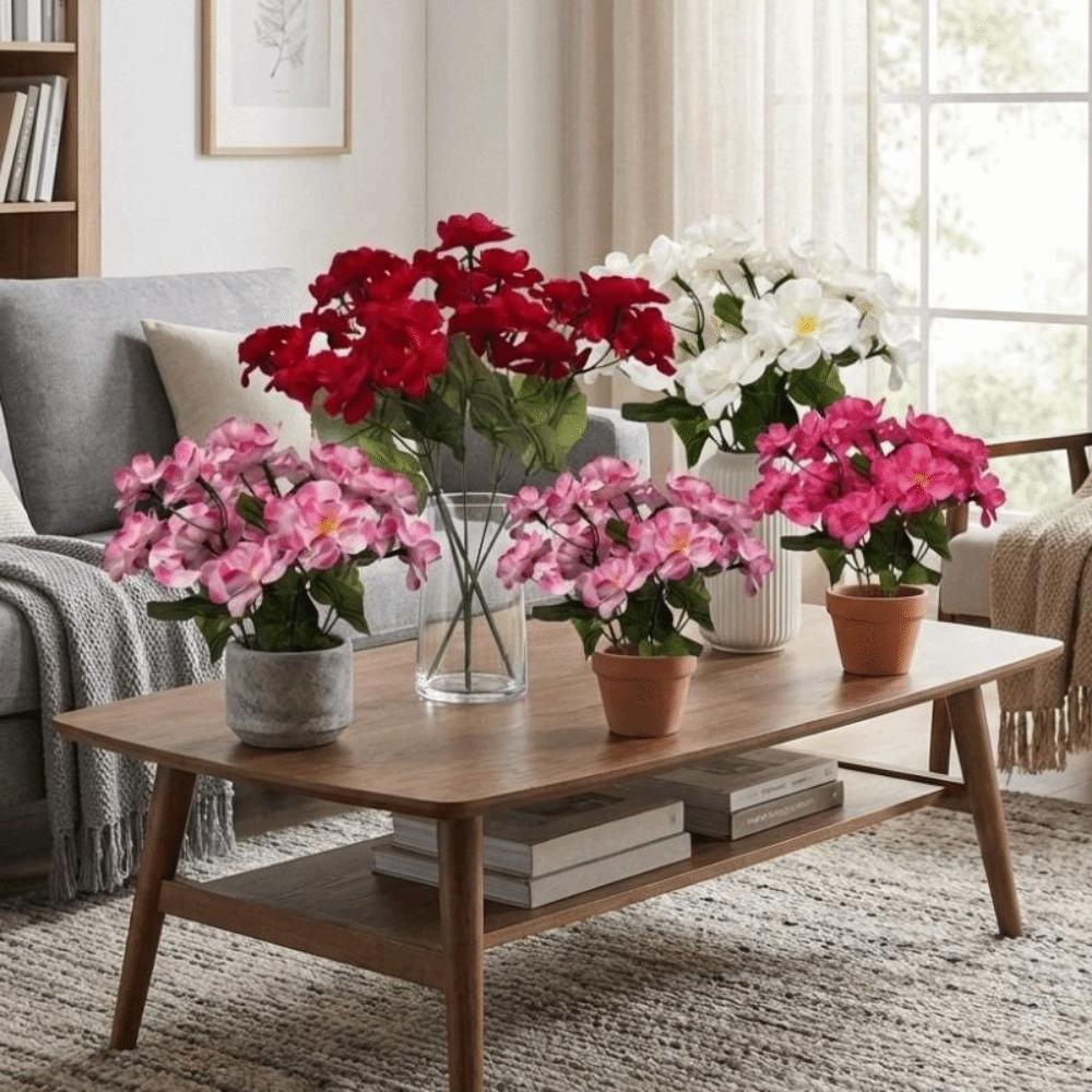 UV Protection Silk Begonia Flower Floral Arrangement Fake Flower Faux Plants  Office Decoration