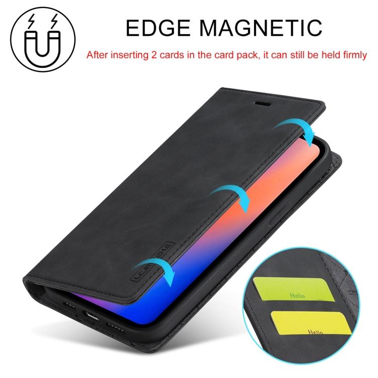 For iPhone 13 Pro Max LC.IMEEKE Strong Magnetic PU + Matte TPU Horizontal Flip Leather Case with Holder & Card Slots & Wallet