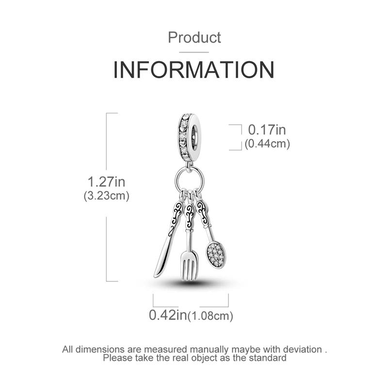 Charmscopper Plated Retro Spoon Fork Table Knife Pendants Fit Charms Original Bracelet Beads Women Jewellery Making Diy