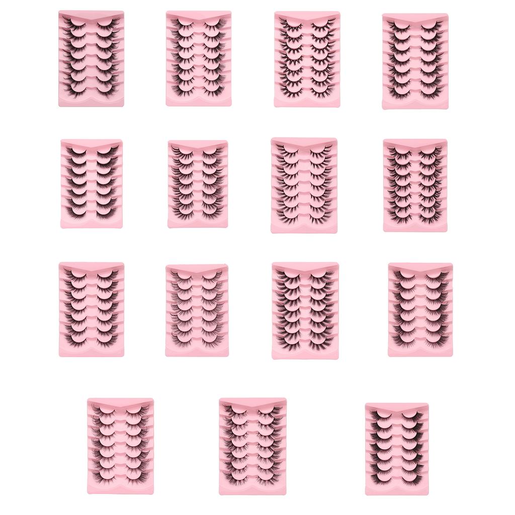 Cat Eye Lashes Extension Fox Eye Faux Mink Lashes Natural Look Eyelashes Fuzzy Volume Wispy Lashes 7Pair Fake Eyelash