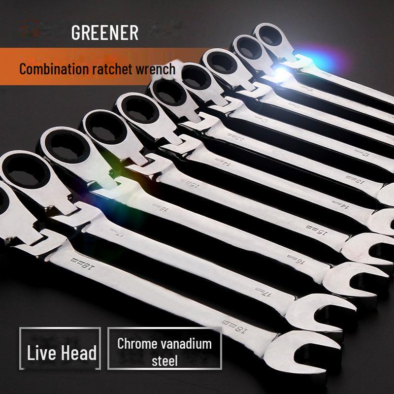 Green Forest Dual-Purpose Ratchet Wrench with Mirror Finish