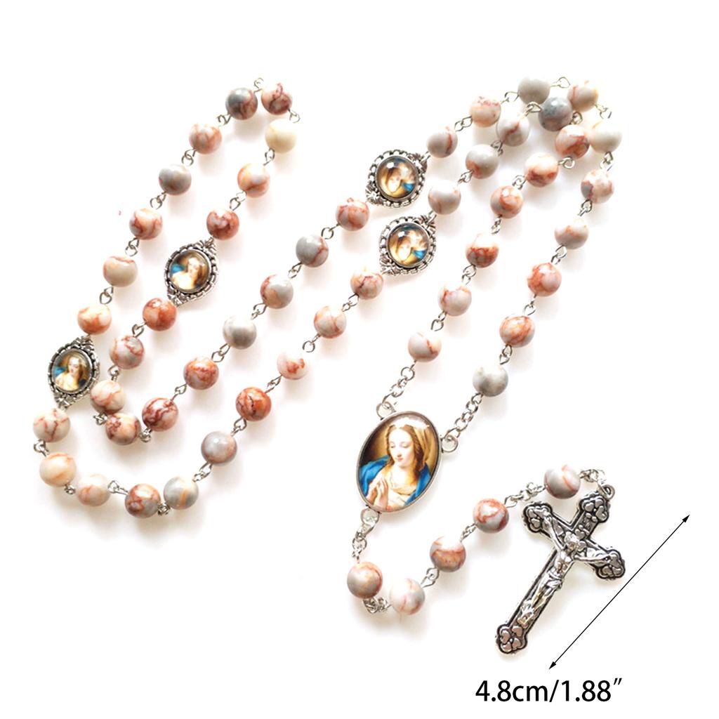 Catholic Beads Rosary Lourdes Medal and for Cross Religious Amulet for Girls Wom