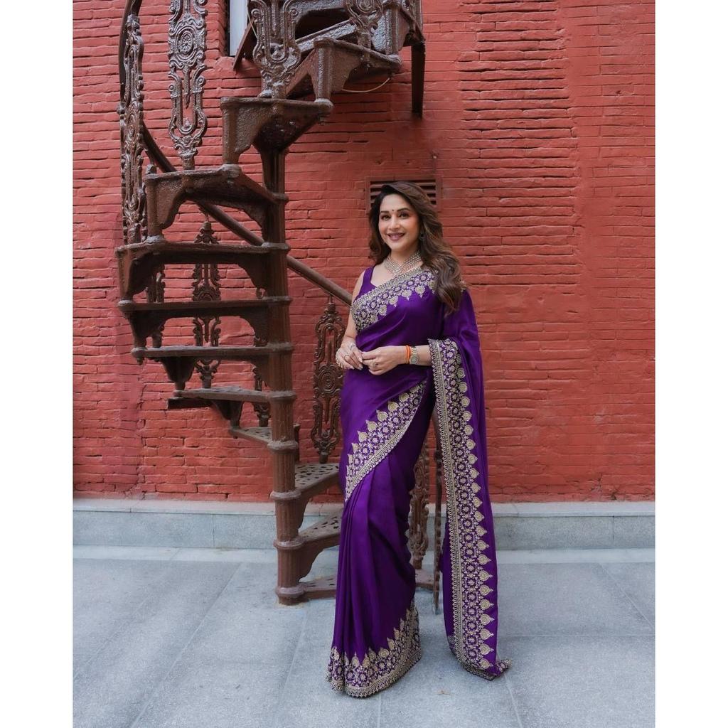 Premium Soft Faux Georgette Mirror Work Saree